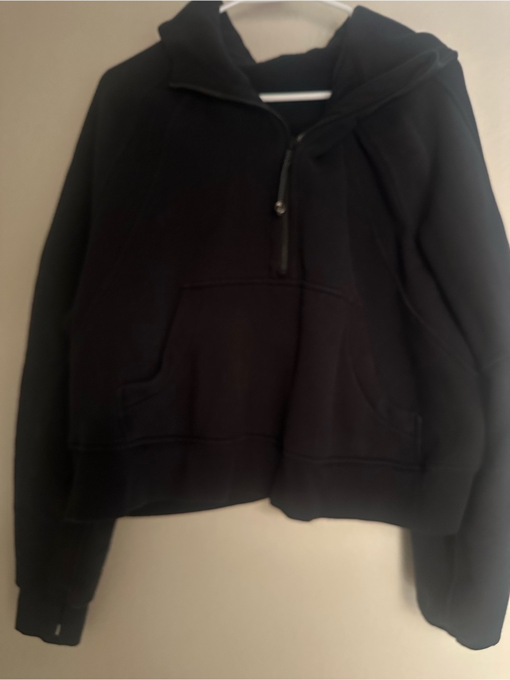 Lululemon Scuba oversized cropped half zip black hoodie. Size small